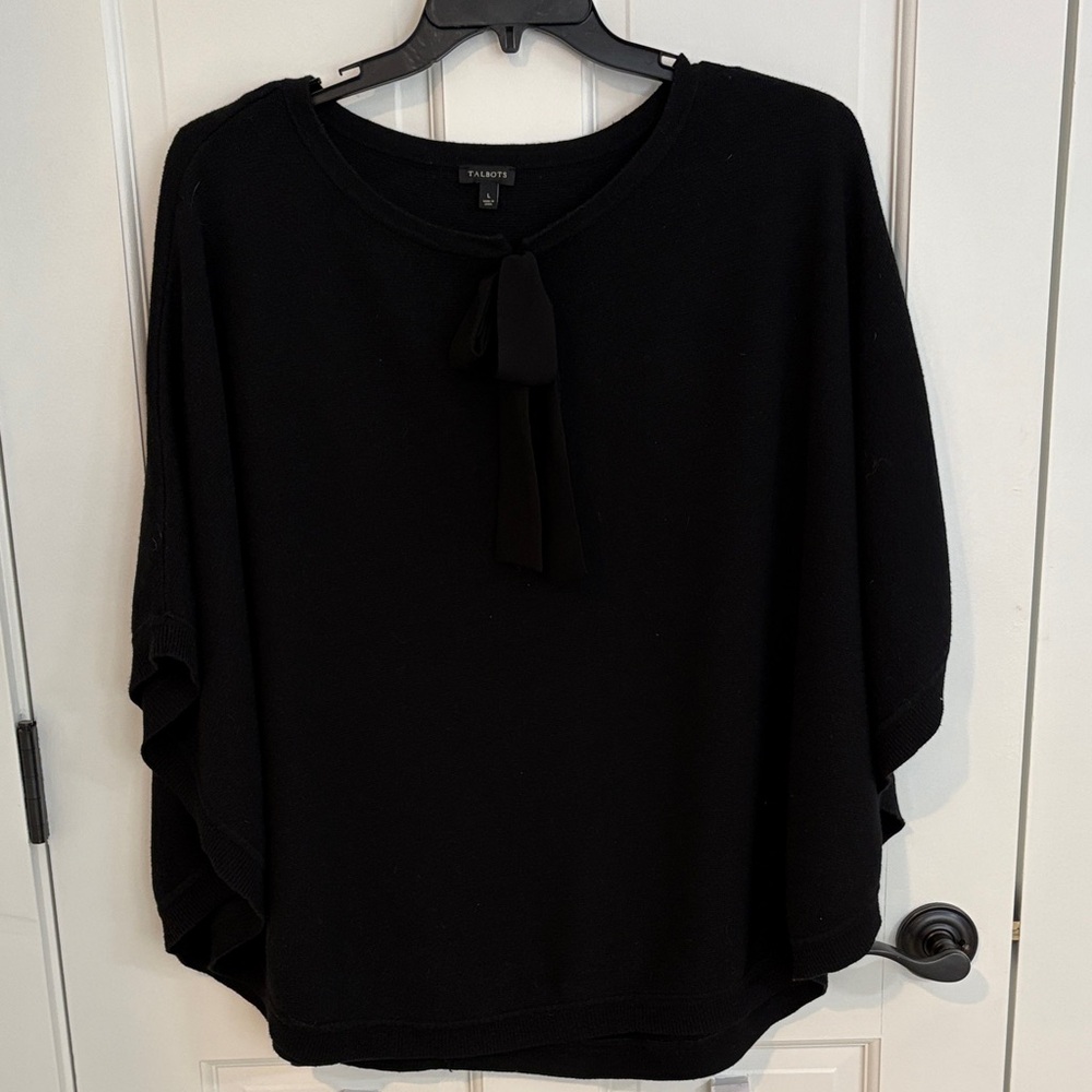 Talbots Size L Black Knit Poncho